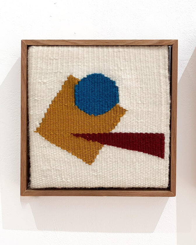 A woven textile art work by Liam Barwick