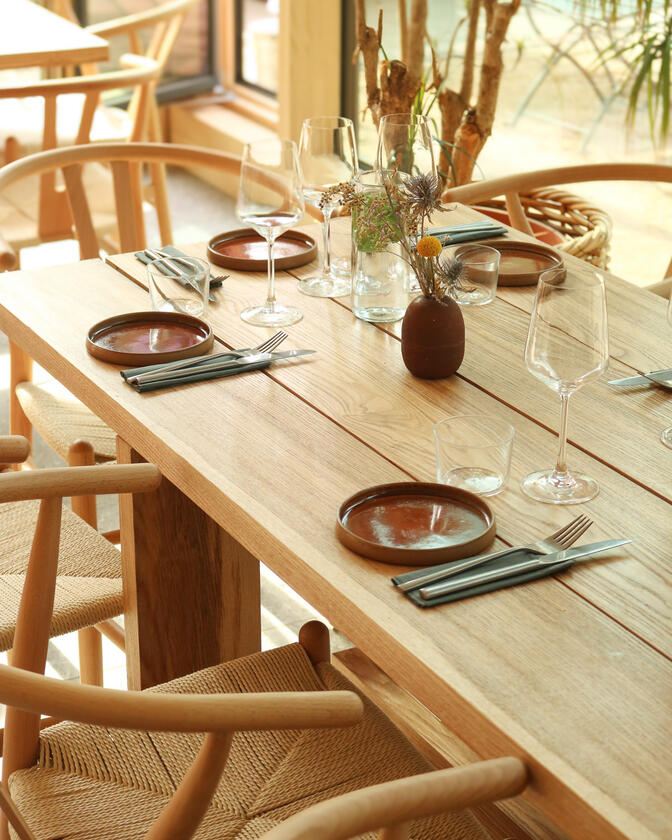 Large wooden table made of solid ash. Designed and constructed by Liam Barwick