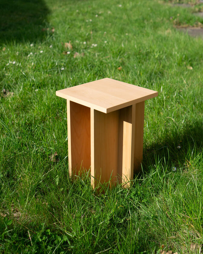 A small table made of beech veneer designed and made by Liam Barwick