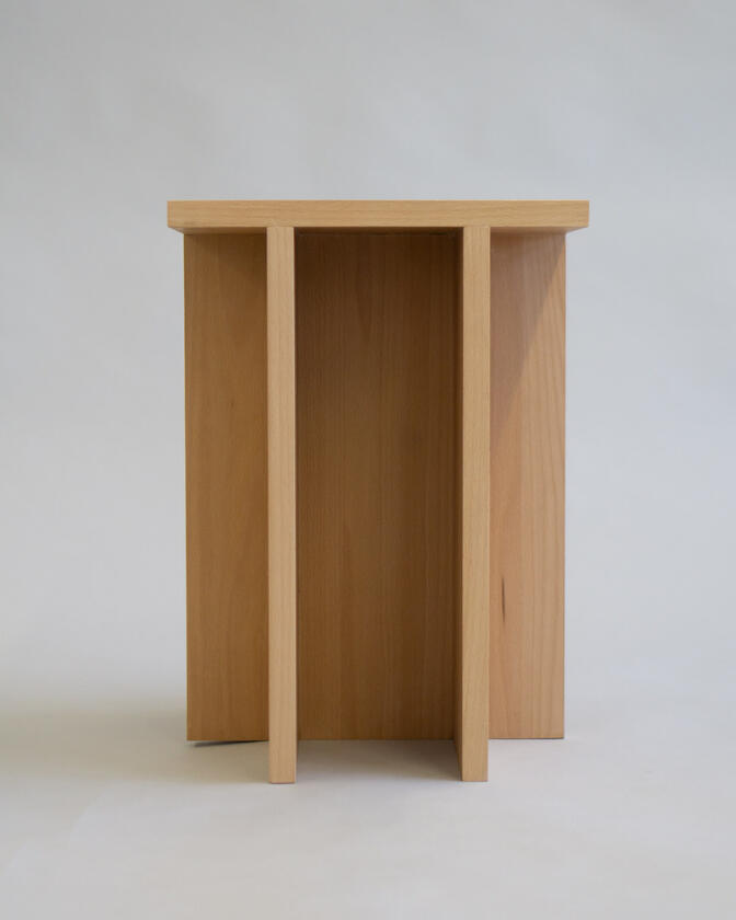 A small table made of beech veneer designed and made by Liam Barwick