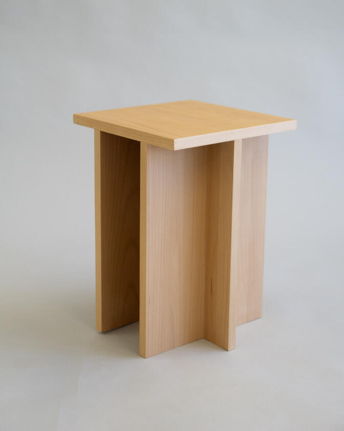 A small table made of beech veneer designed and made by Liam Barwick