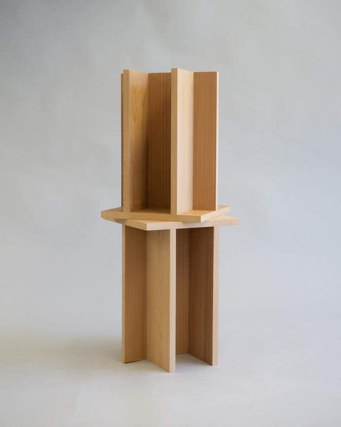 A small table made of beech veneer designed and made by Liam Barwick